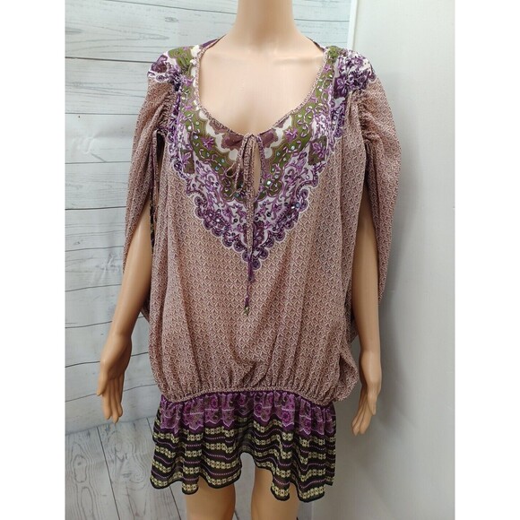 Lane Bryant Chiffon Purple Black Green Semi Sheer Sz 18/20 - Picture 1 of 8